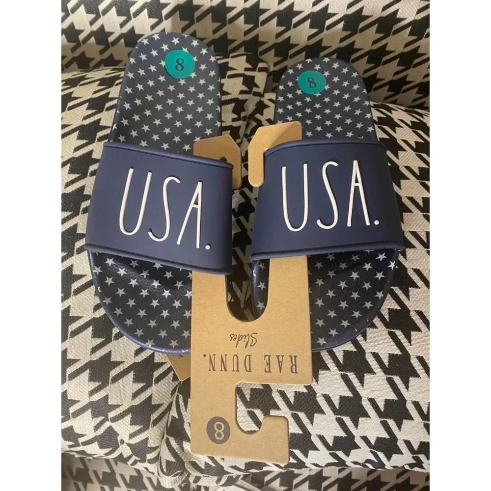 🎄5/$25🎄Rae Dunn "USA" Slides-Size 8‎